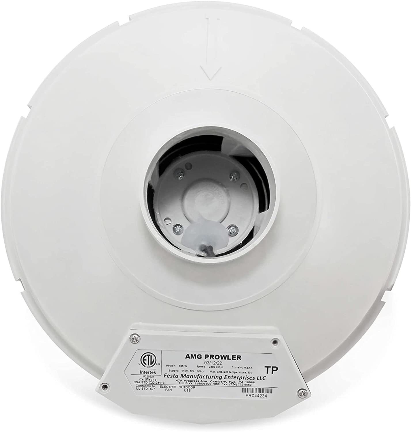 Festa Radon AMG Prowler Radon Fan - Quiet and Energy Efficient 221 CFM Radon Mitigation System Inline Fan - 3" Electric Inline Fan - Made with Glass Reinforced Poly-Resin – White