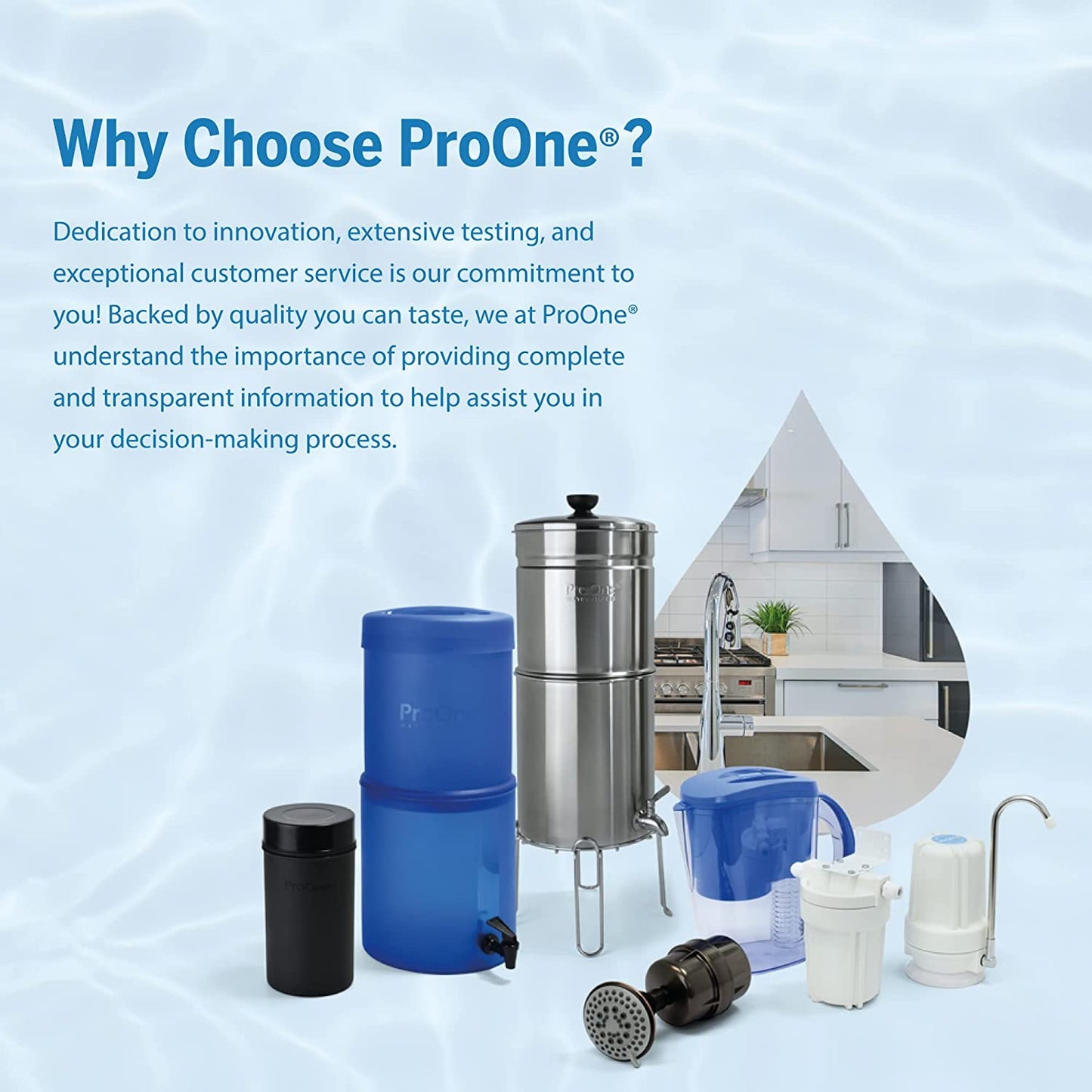 ProOne Big II Gravity Water Filter, 2.5-Gallon Water Filtration System with (2) 7-Inch Filters and BPA-Free Spigot