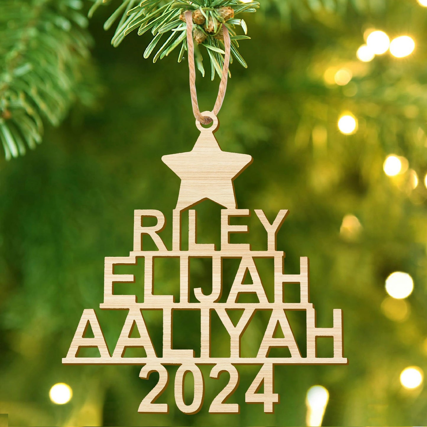 Personalized Christmas Ornaments with Name,Wooden Christmas Tree Ornaments 2024 with Custom Family Name for Kids Adults,Xmas Ornaments For Christmas Tree Gifts (01-6 Styles of Christmas Ornament)