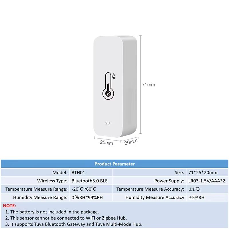 Tuya Smart Temperature Humidity Sensor Mini 2024 New Upgrade Bluetooth-Compatible APP Remote Control Thermometer Hygrometer