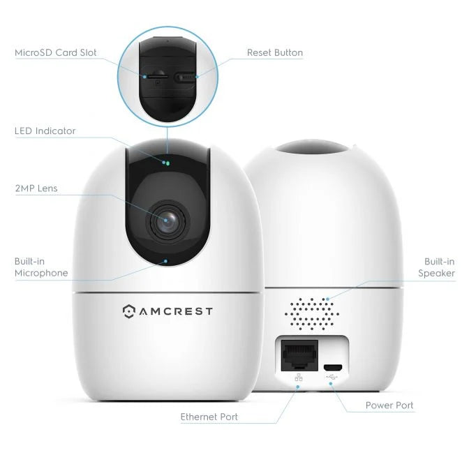 Amcrest SmartHome AI Human Detection WiFi Camera Pan/Tilt ASH21-White