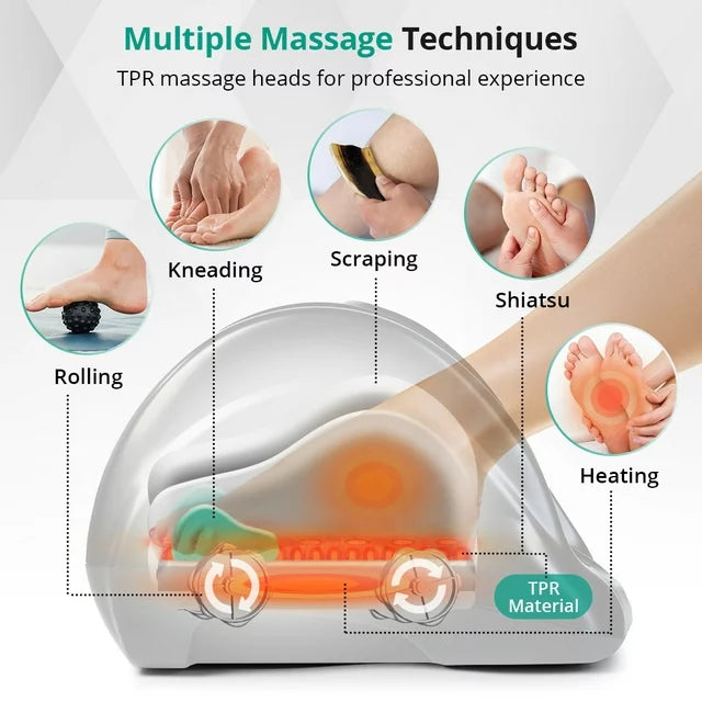 Foot Massager Machine with Heat, Binecer Shiatsu Foot Massager for Circulation and Pain Relief, 5-in-1 Deep Kneading Rolling Scraping Massage for Calf Leg Arm, Remote Control