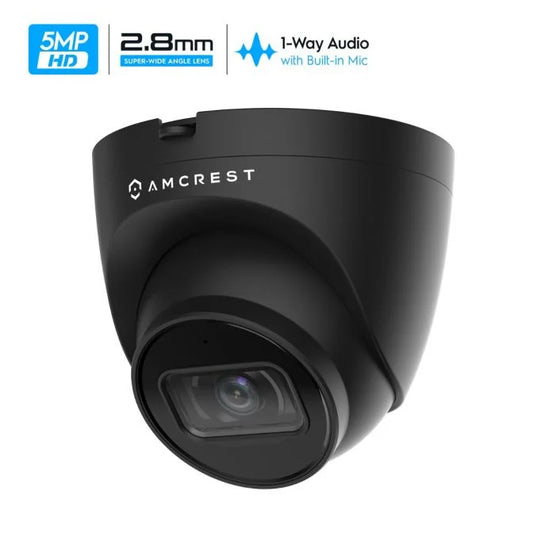 Amcrest ProHD Outdoor Security IP Turret PoE Camera, 5-Megapixel, 98ft NightVision, 2.8mm Lens, Black (IP5M-T1179EB-28MM)