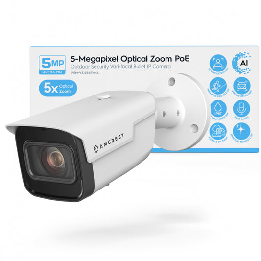 Amcrest 5MP AI IP PoE Camera Bullet 5x Optical Zoom IP5M-VB1286EW-AI