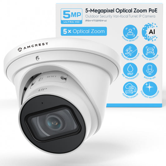 Amcrest 5MP AI IP PoE Camera Turret 5x Optical Zoom IP5M-VT1289EW-AI