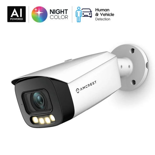 Amcrest Night Color AI Bullet IP PoE Camera w/ 164ft, Security IP Camera Outdoor, IP8M-B2886EW-AI