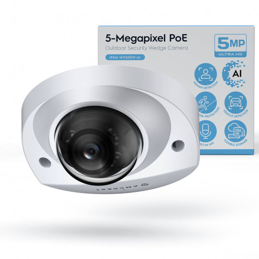 Amcrest 5-Megapixel Wedge IP PoE AI Camera, Security IP Camera Outdoor, IP5M-W1150EW-AI