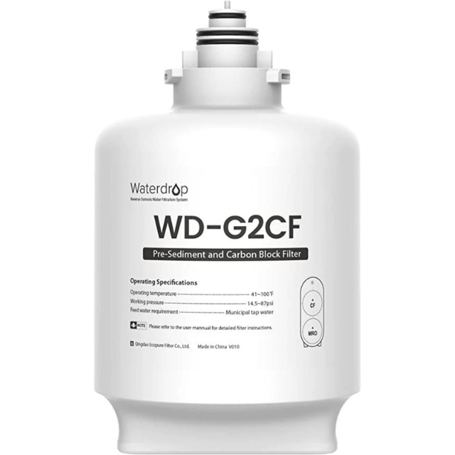 Waterdrop G2CF Filter, Replacement for WD-G2-W, WD-G2P600-W Reverse Osmosis System, 12-month Lifetime, WD-G2CF Filter